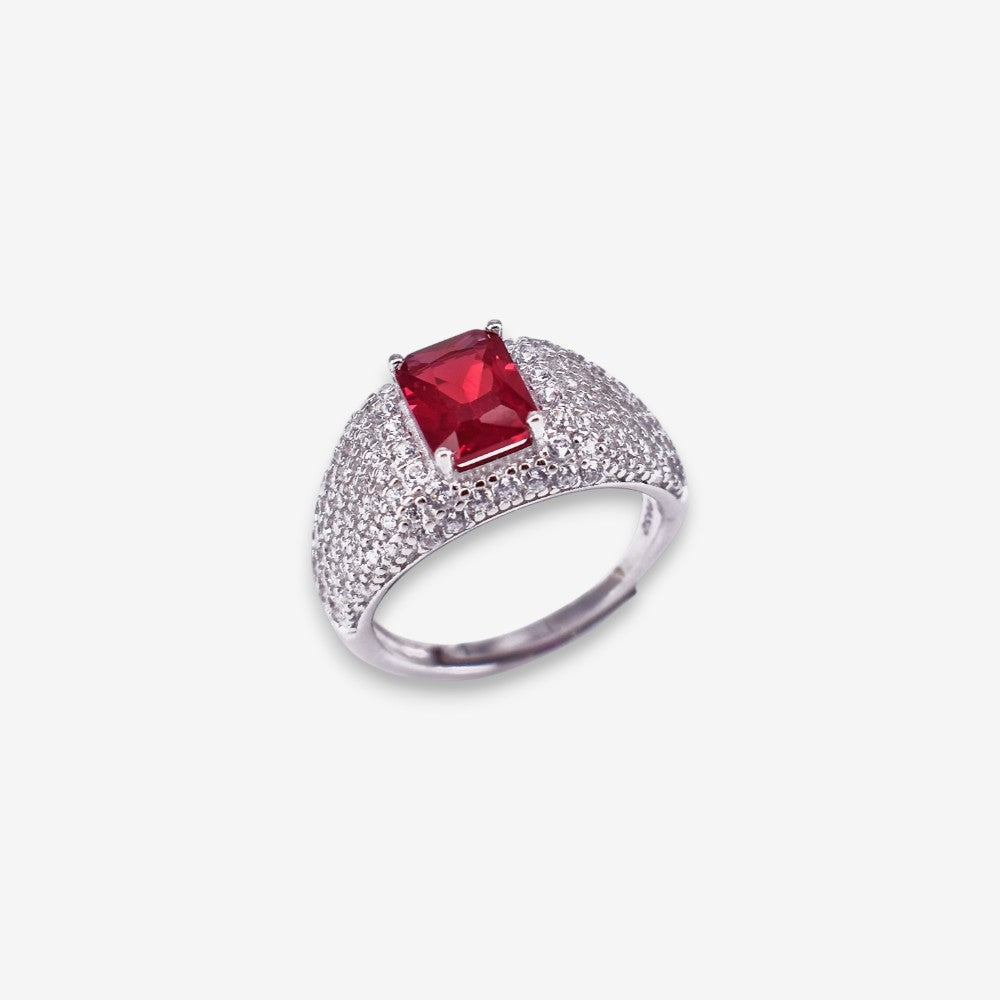 Anello Donna zirconato in Argento 925 con punto luce rettangolare