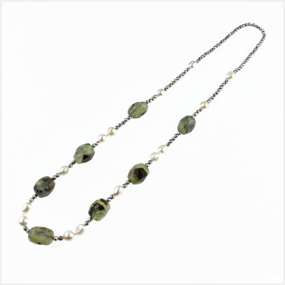 Collana Donna con pietre dure ematite e perle di fiume 65 cm