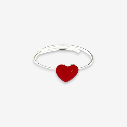 Anello Donna con cuore smaltato in Argento 925 Regolabile argento