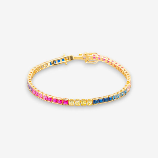 Bracciale Donna Tennis in Argento 925 Multicolore Dorato
