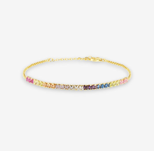 Bracciale Mezzo Tennis Donna in Argento 925 con zirconi multicolore