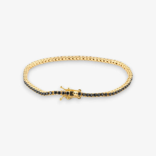 Bracciale Tennis Donna in Argento 925 Nero Dorato