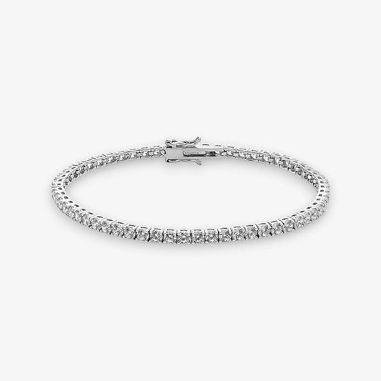 Bracciale Tennis Donna in Argento 925 Rodiato con zirconi bianchi da 2 mm