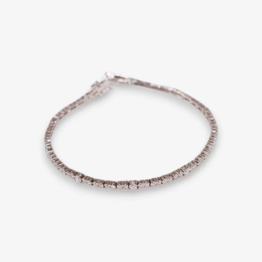 Bracciale Tennis Donna in Argento 925 Rodiato con zirconi da 1.5 e 2 mm