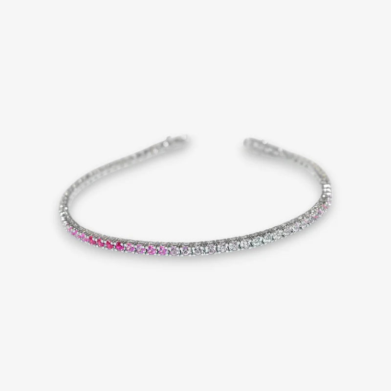 Bracciale Tennis Donna in Argento 925 Rodiato con zirconi colorati sfumati