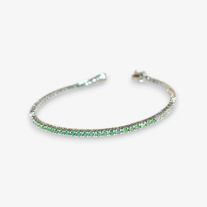 Bracciale Tennis Donna in Argento 925 Rodiato con zirconi colorati sfumati
