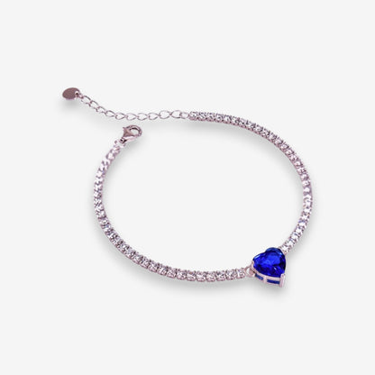Bracciale Tennis Donna in Argento 925 con cuore centrale