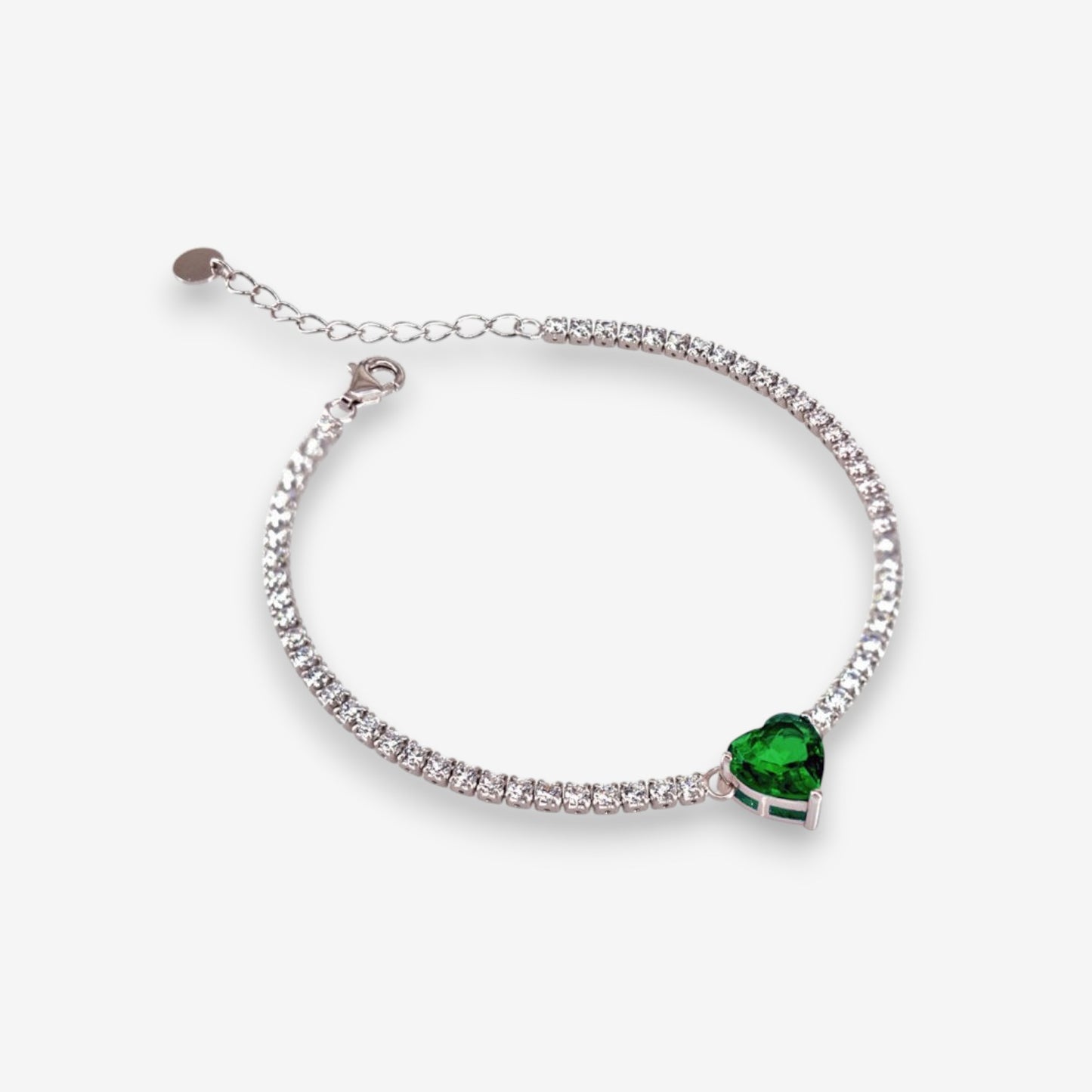 Bracciale Tennis Donna in Argento 925 con cuore centrale