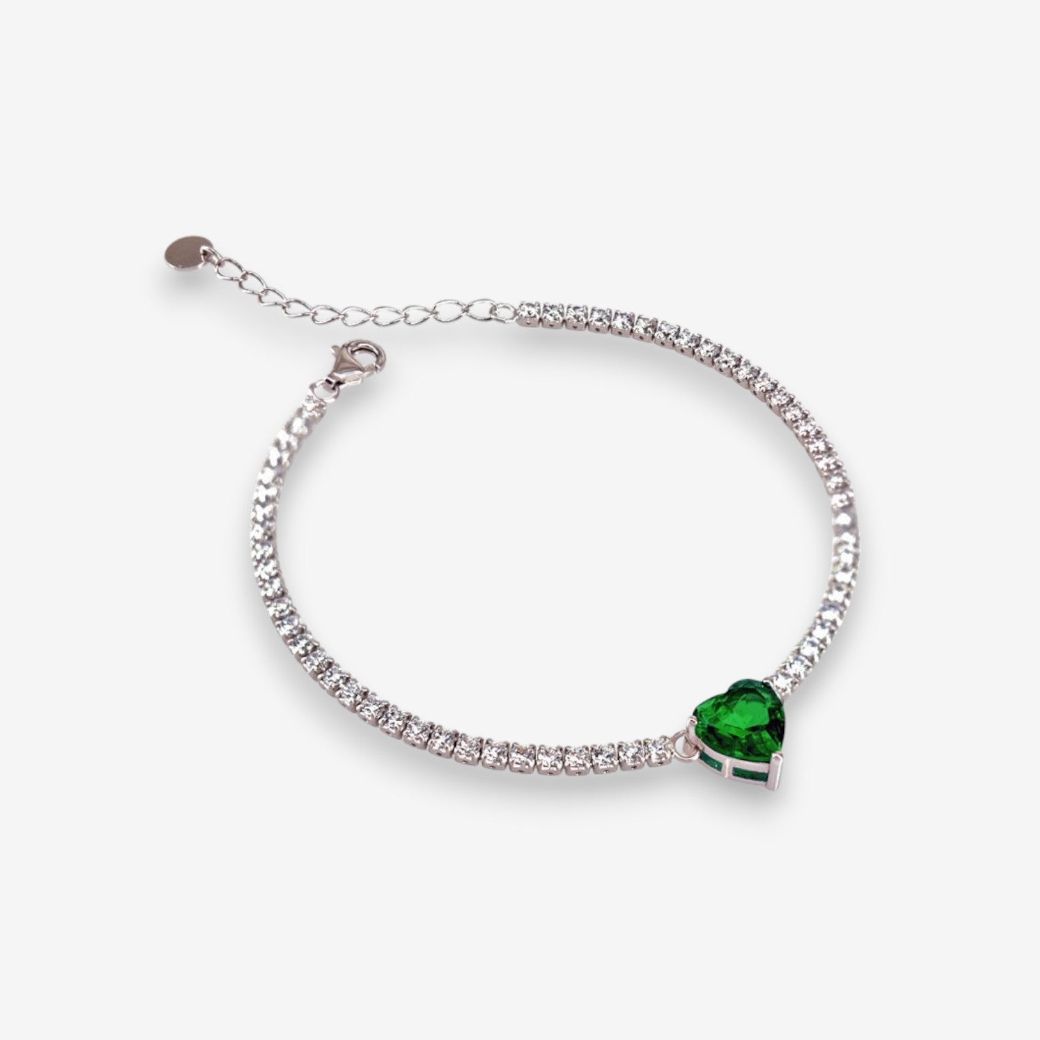 Bracciale Tennis Donna in Argento 925 con cuore centrale