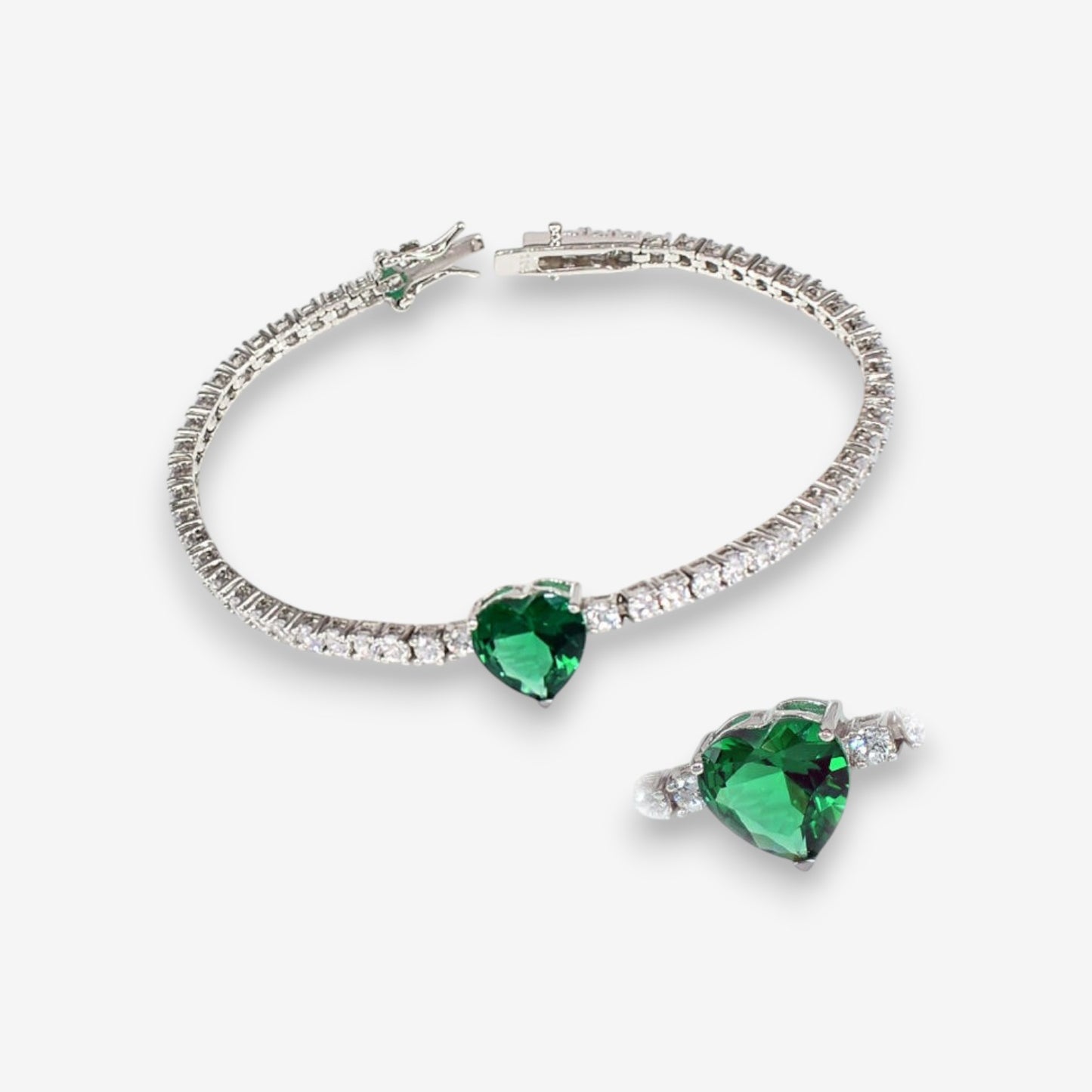 Bracciale Tennis Donna in Argento 925 con cuore e zirconi bianchi
