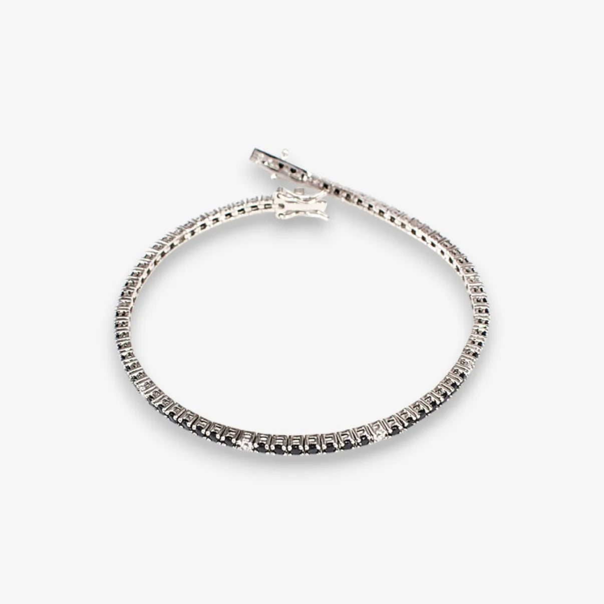 Bracciale Tennis Donna in Argento 925 con zirconi neri e bianchi da 2 mm