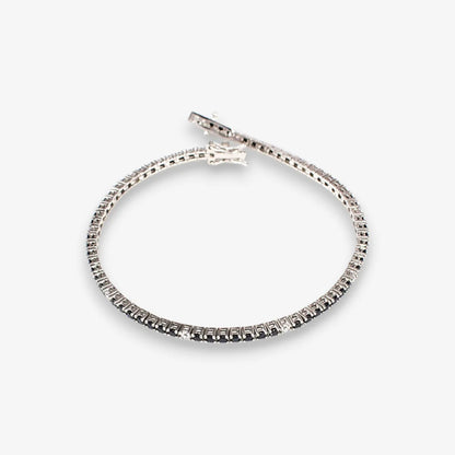 Bracciale Tennis Donna in Argento 925 con zirconi neri e bianchi da 2 mm
