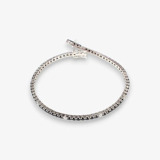 Bracciale Tennis Donna in Argento 925 con zirconi neri e bianchi da 2 mm