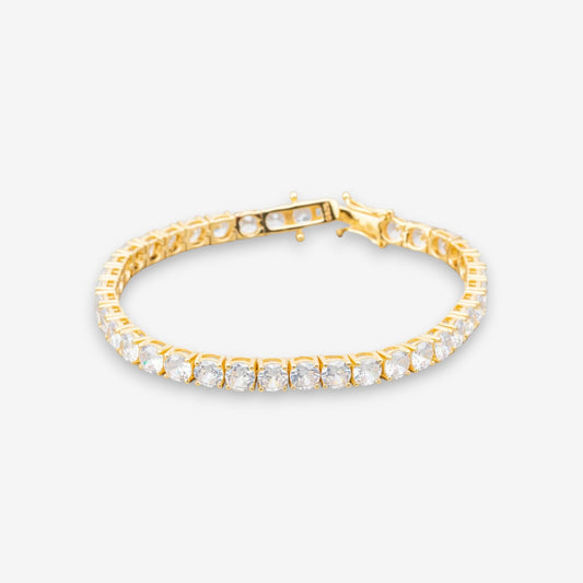 Bracciale Tennis Uomo in Argento 925 Bianco Dorato