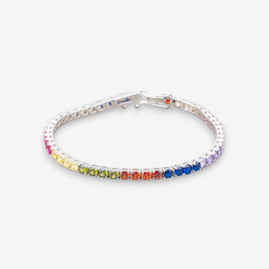 Bracciale Tennis Uomo in Argento 925 Multicolore Argentato