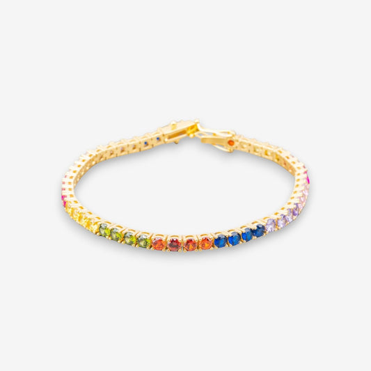 Bracciale Tennis Uomo in Argento 925 Multicolore Dorato