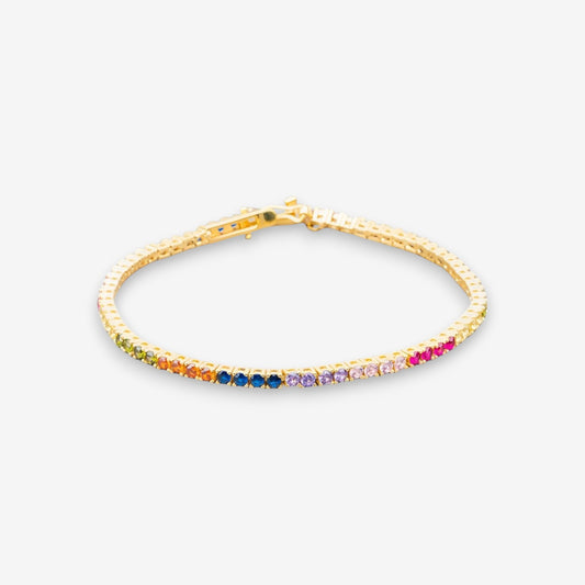 Bracciale Tennis Uomo in Argento 925 Multicolore Dorato