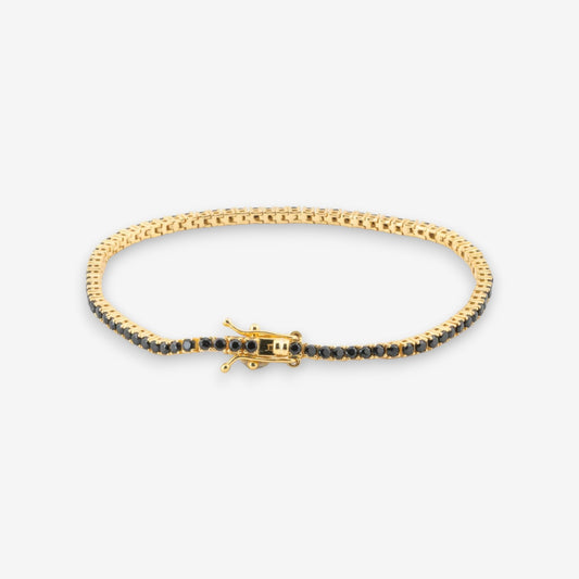 Bracciale Tennis Uomo in Argento 925 Nero Dorato