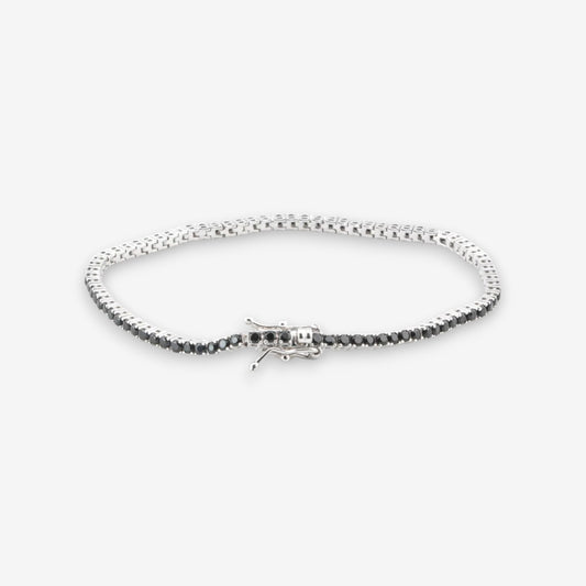 Bracciale Tennis Uomo in Argento 925 Nero Rodiato