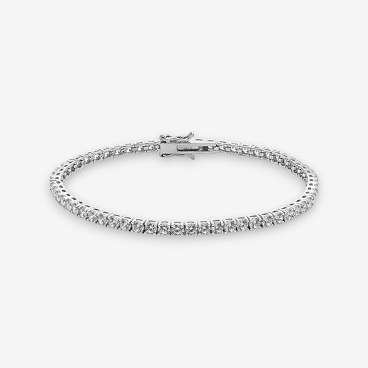 Bracciale Tennis Uomo in Argento 925 Rodiato con zirconi bianchi da 2 mm