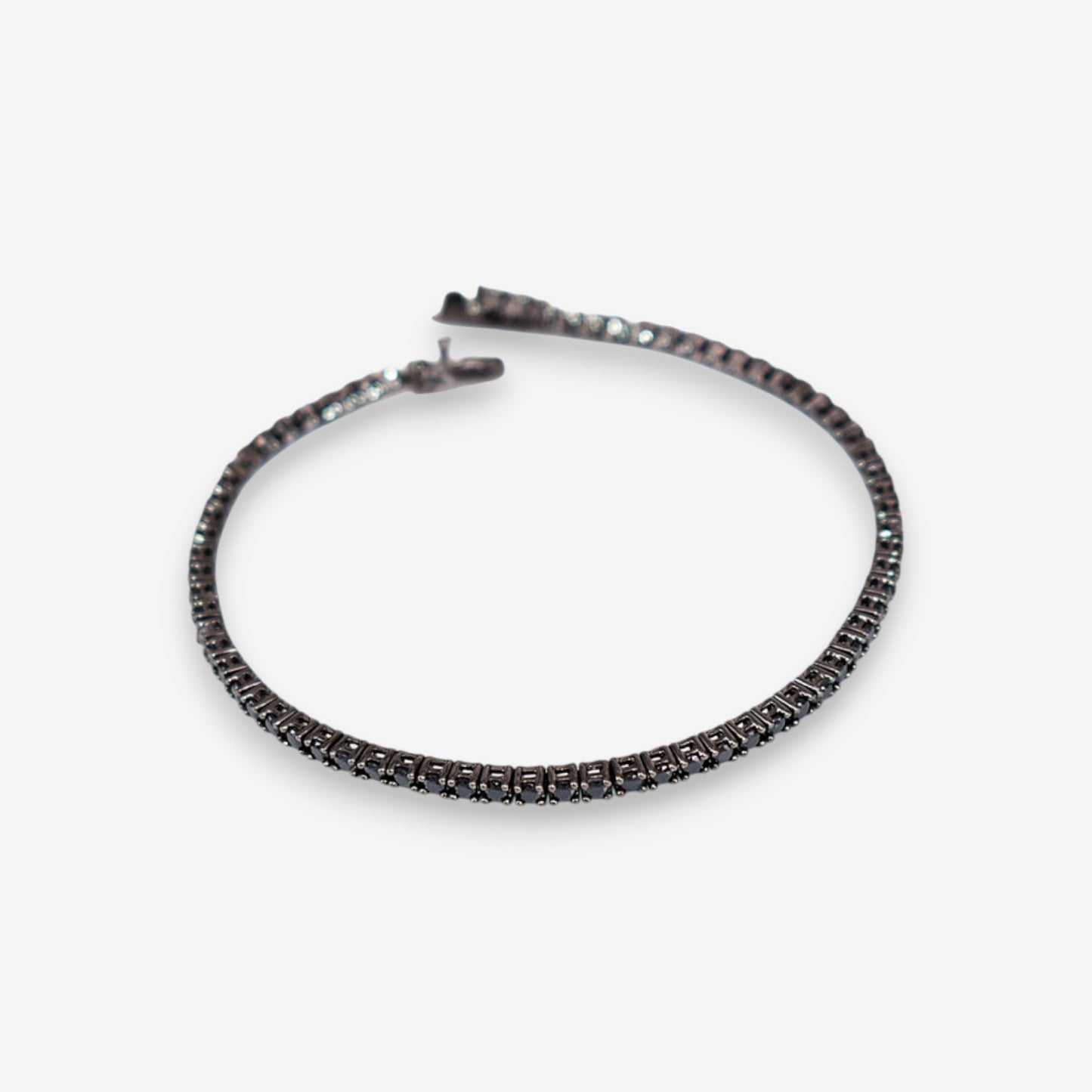 Bracciale Tennis Uomo in Argento 925 con zirconi neri e bianchi da 2 mm nero
