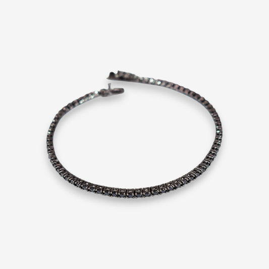 Bracciale Tennis Uomo in Argento 925 con zirconi neri e bianchi da 2 mm nero