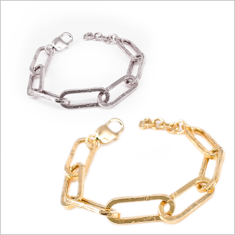 Bracciale a maglia rettangolare in Argento 925 martellata