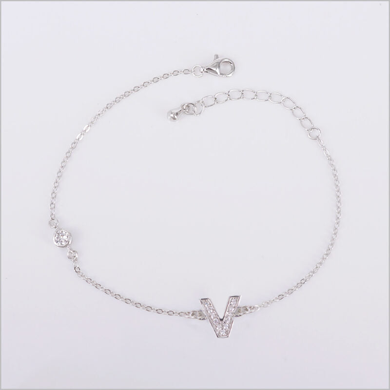 Bracciale in Argento 925 con iniziale zirconata