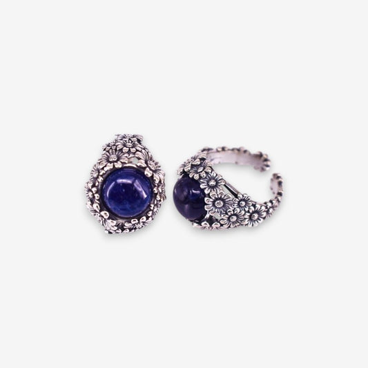 Anello Donna Fiorato in Argento 925 Regolabile con pietra dura