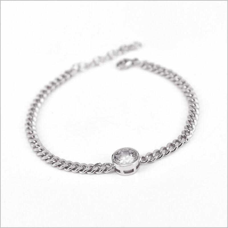Bracciale a maglia groumette in Argento 925 con punto luce