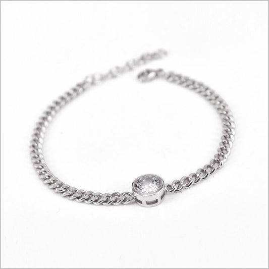 Bracciale a maglia groumette in Argento 925 con punto luce