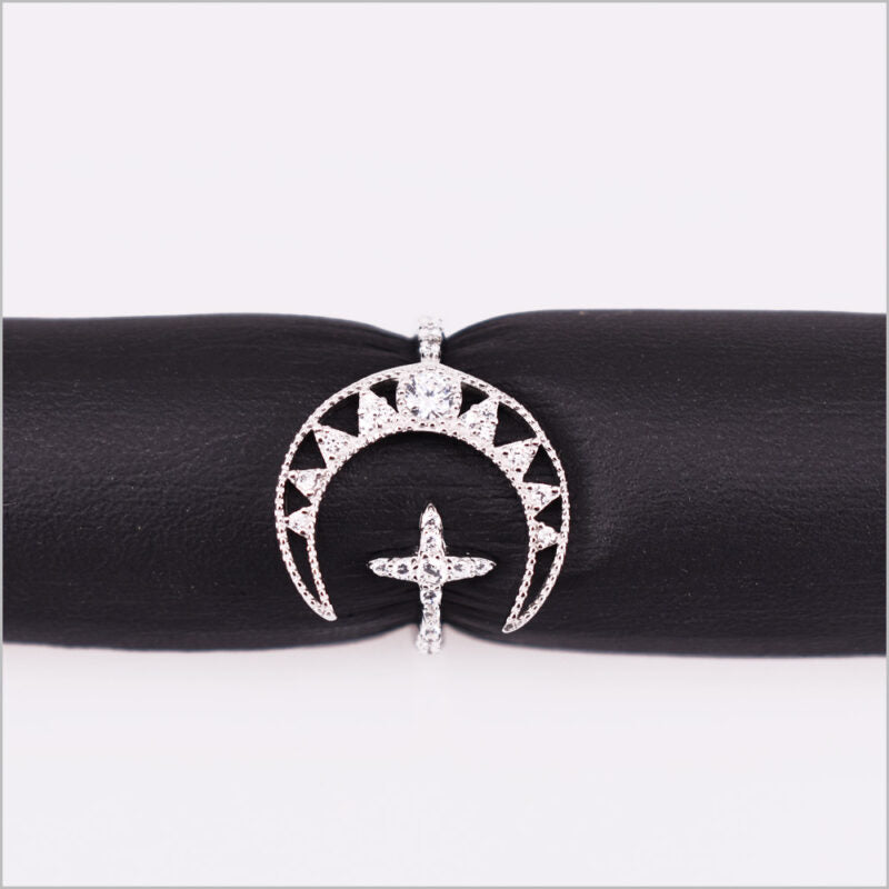 Anello Luna in Argento 925 regolabile con zirconi