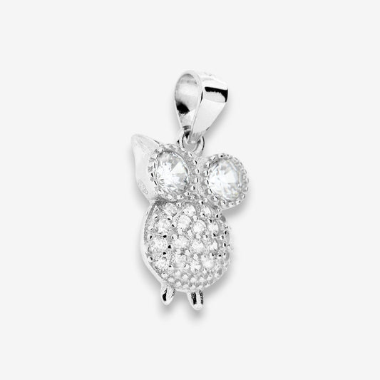 Ciondolo Gufo in Argento 925 con zirconi
