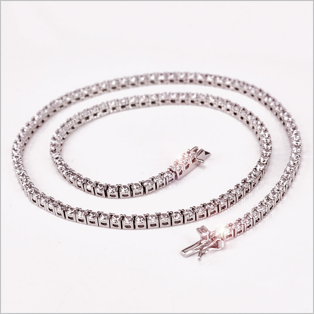 Collana Donna Tennis in Argento 925 con Zirconi bianchi