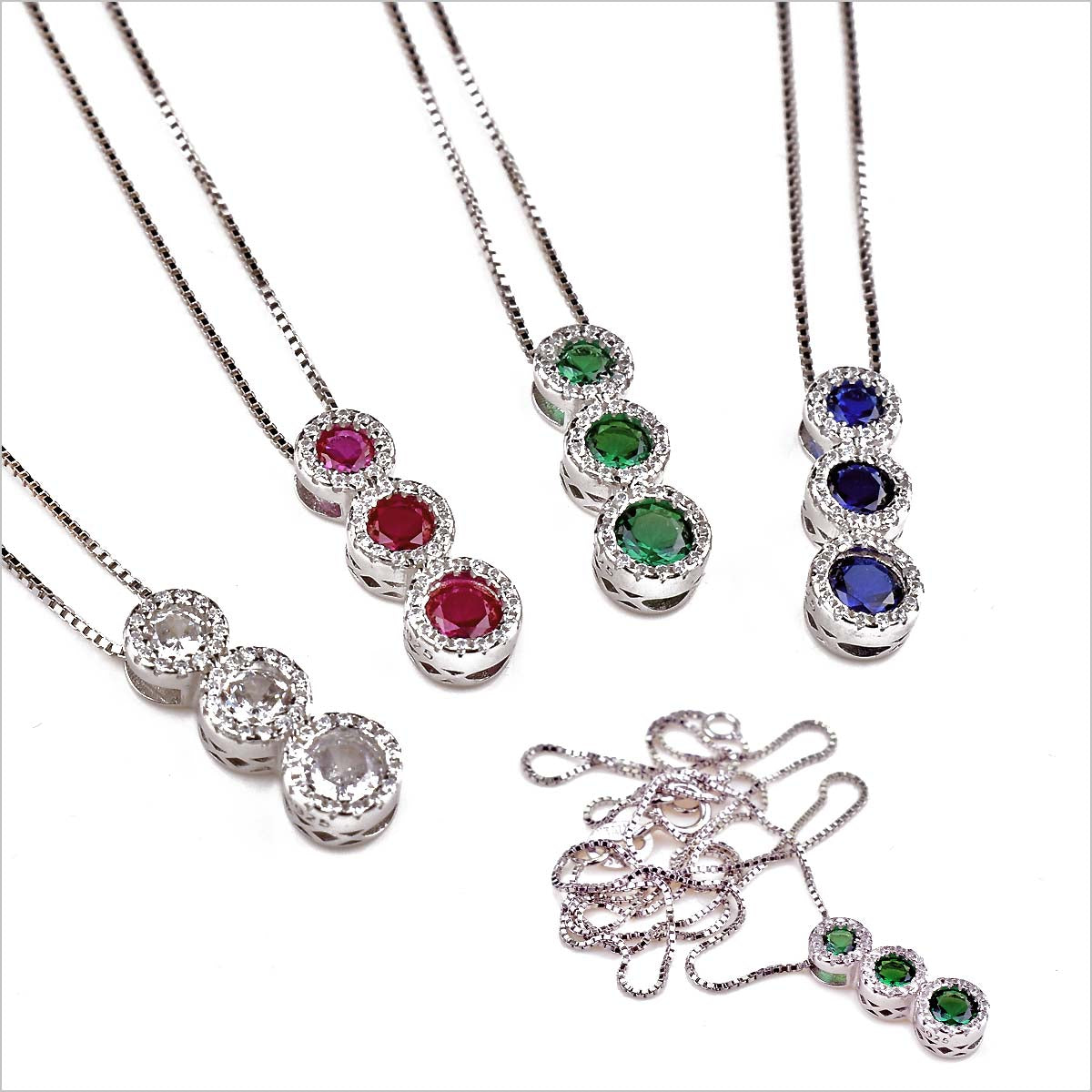 Collana Donna Trilogy in Argento 925 con zirconi