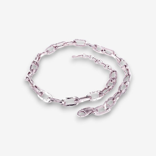 Collana Uomo in Argento 925 a maglia rettangolare Finitura Argento
