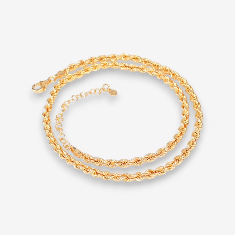 Collana Uomo Corda in Argento 925 Dorata