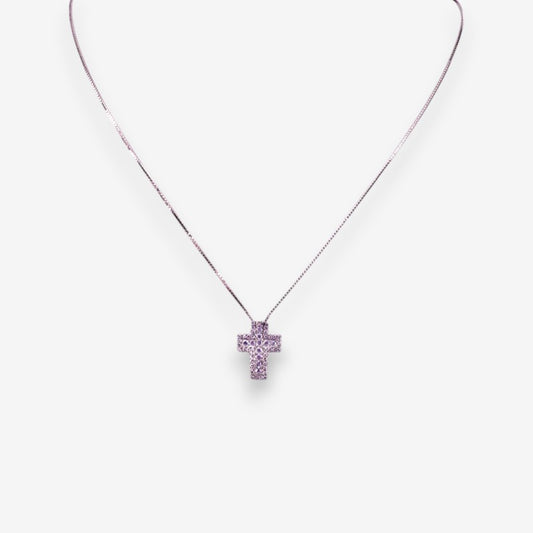 Collana Uomo Croce in Argento 925 con zirconi Bianco