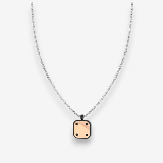 Collana Uomo con Piastra Quadrata in Acciaio Inox
