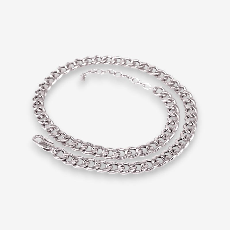 Collana Uomo in Argento 925 a maglia Groumette Finitura Argento