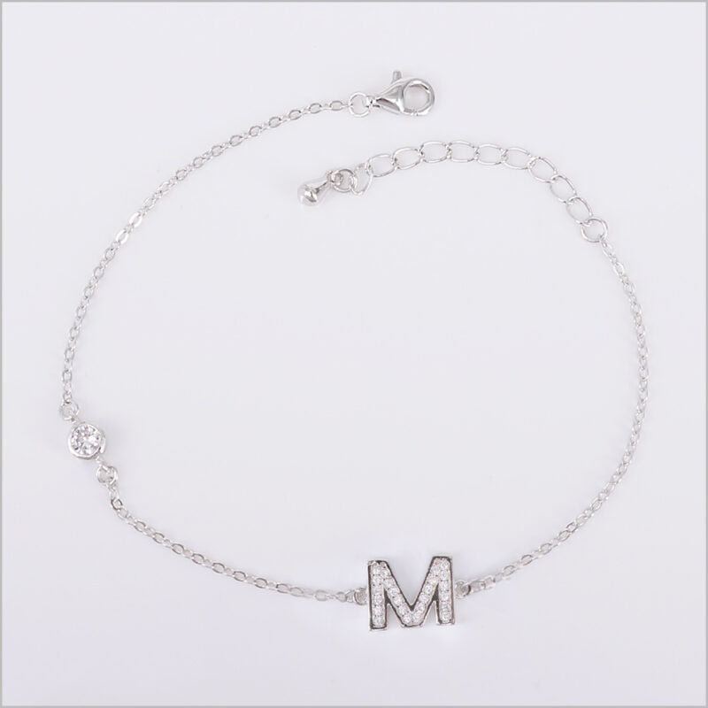 Bracciale in Argento 925 con iniziale zirconata