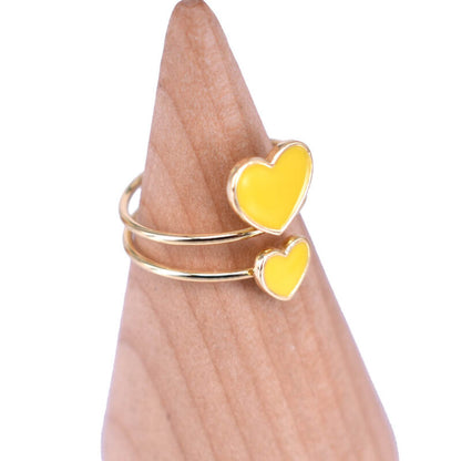 Anello Cuore Doppio in argento 925 smaltato