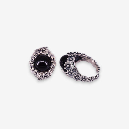 Anello Donna Fiorato in Argento 925 Regolabile con pietra dura