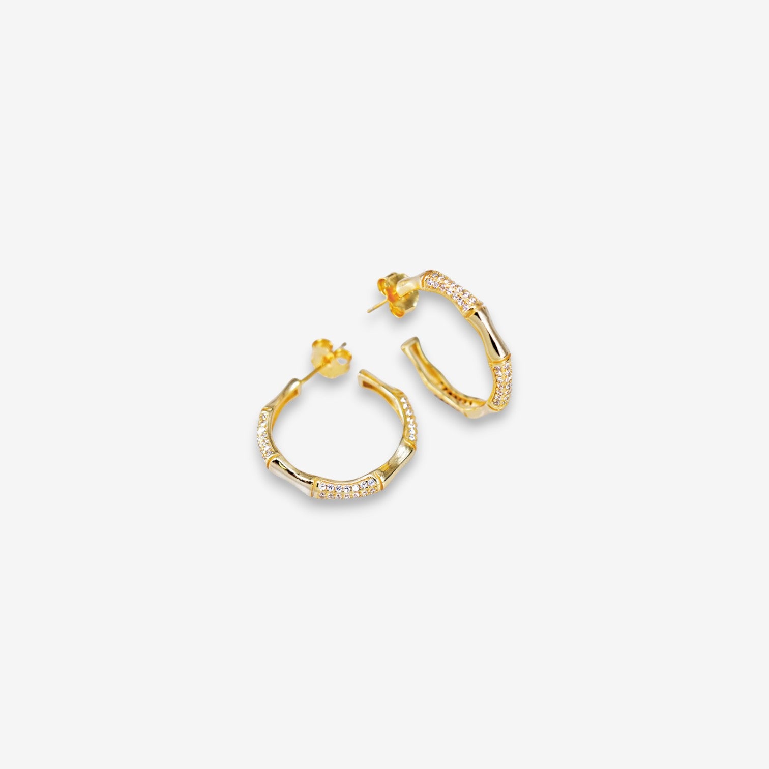 Orecchini Donna Bambù in Argento 925 con zirconi