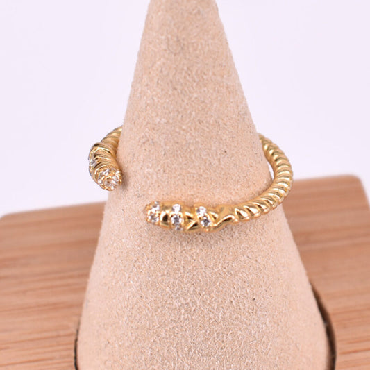 Anello Corda in argento 925 regolabile con zirconi