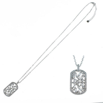 Collana in Argento 925 con ciondolo zirconato rettangolare
