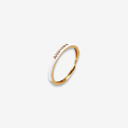 Anello Donna smaltato in Argento 925 Regolabile con zirconi