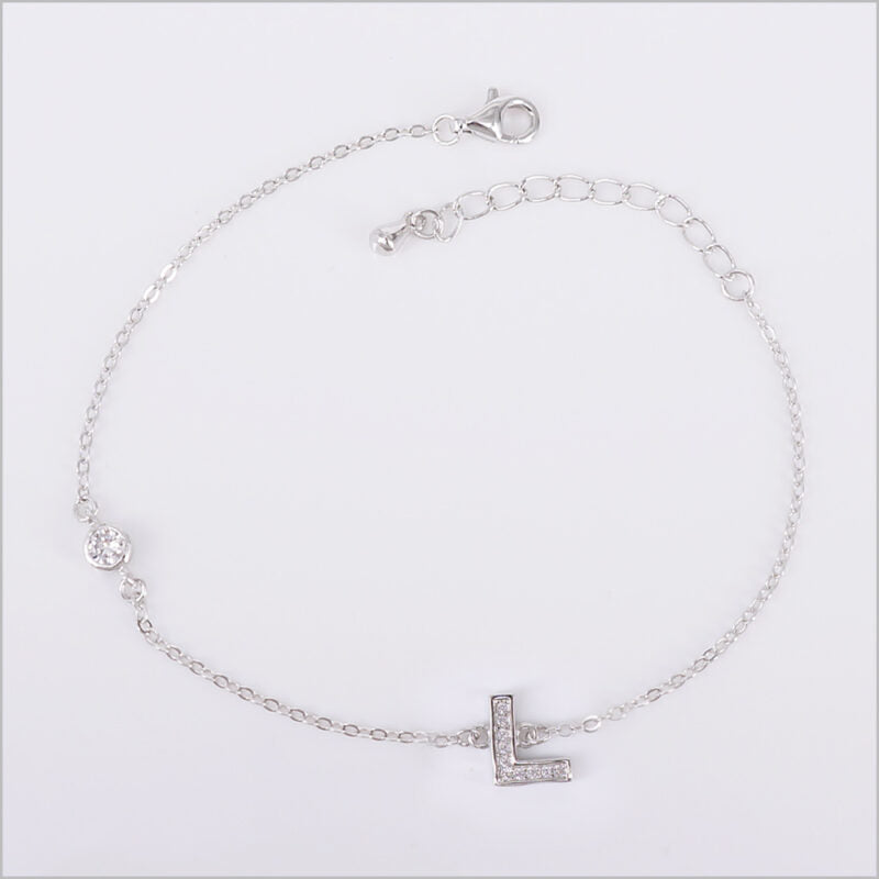 Bracciale in Argento 925 con iniziale zirconata