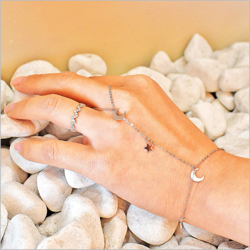 Bracciale baciamano in Argento 925 con stelle e luna