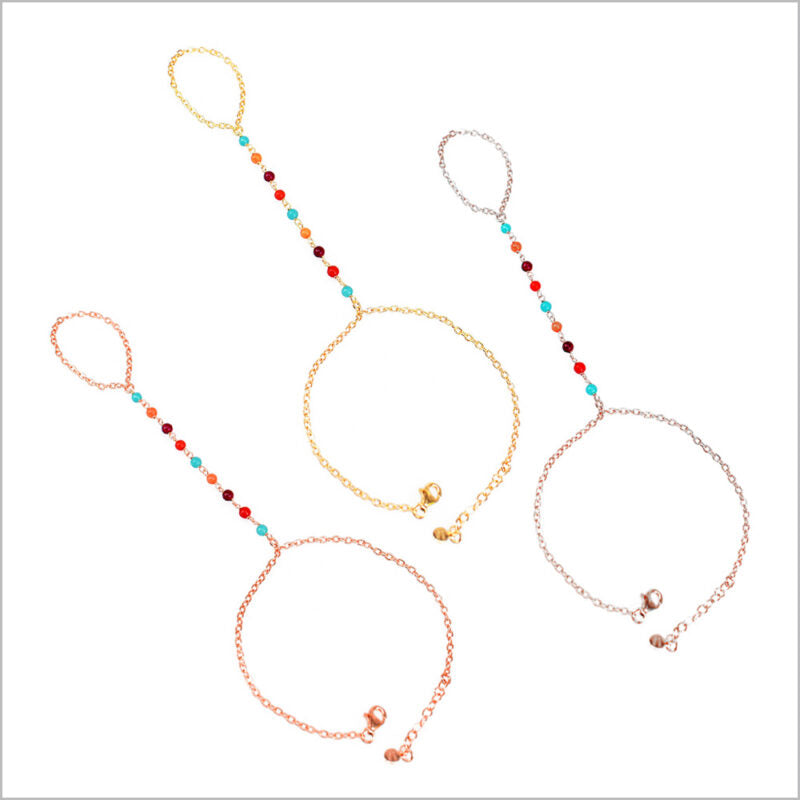 Bracciale baciamano in Argento 925 con pietre multicolore